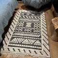 Alfombra Tokat de lana y algodón tejida a mano - Negro y gris