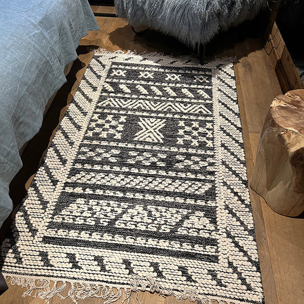 Hand-Woven Tokat Wool and Cotton Rug - Black & Gray