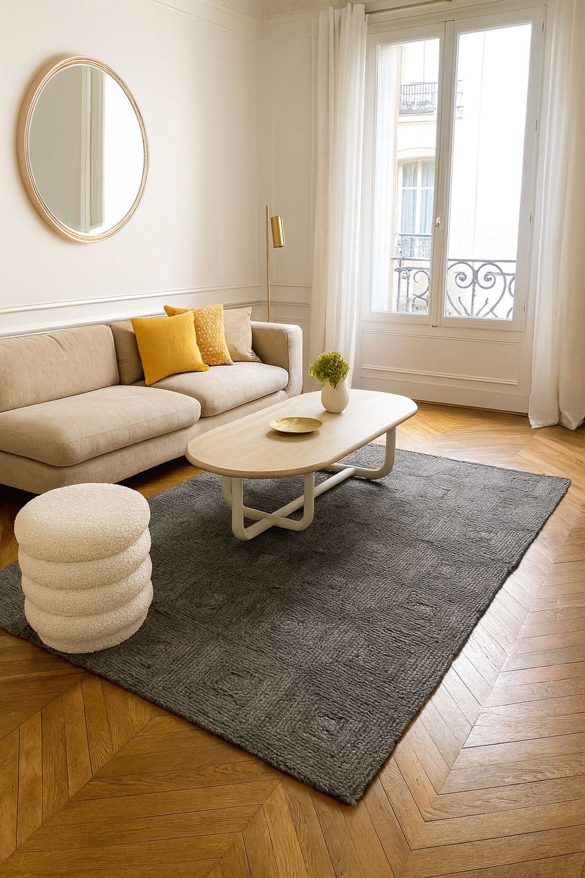 Tapis Bolu - Jute Gris Tissé À La Main