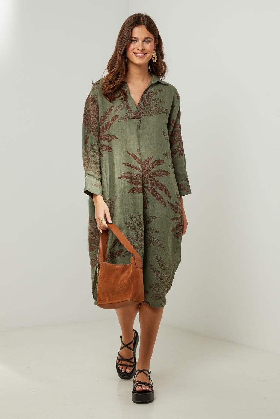 Autour Du Lin - Vestido - Caqui - Mujer