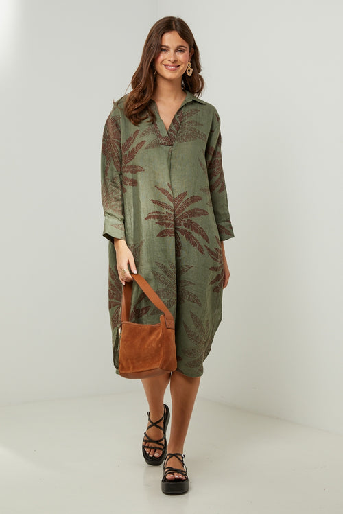 Autour Du Lin - Robe - Kaki - Femme