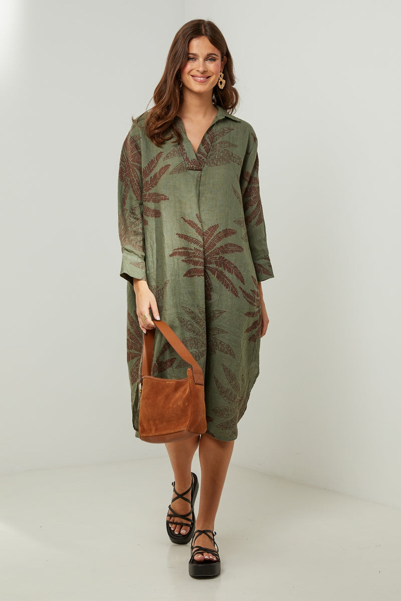 Autour Du Lin - Robe - Kaki - Femme