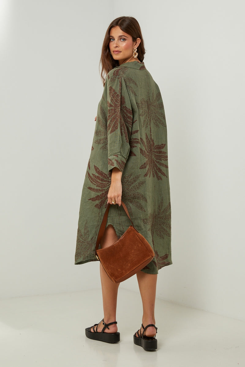 Autour Du Lin - Robe - Kaki - Femme