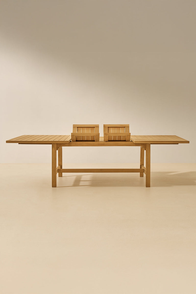 Saona - Ensemble Table Extensible Et 10 Fauteuils - Bois D'Acacia