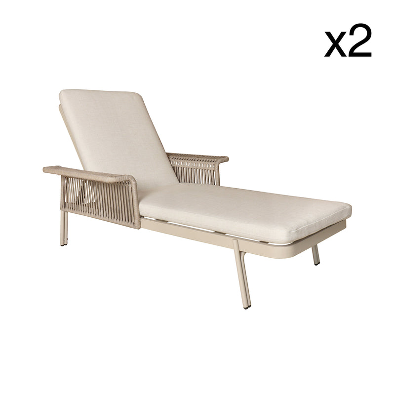 Figari - Set of 2 Aluminum Lounge Chairs - Sand