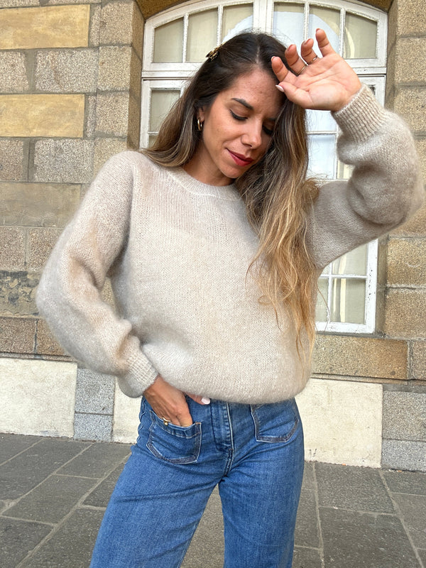 Prenda de punto de mohair y lana Gaia beige