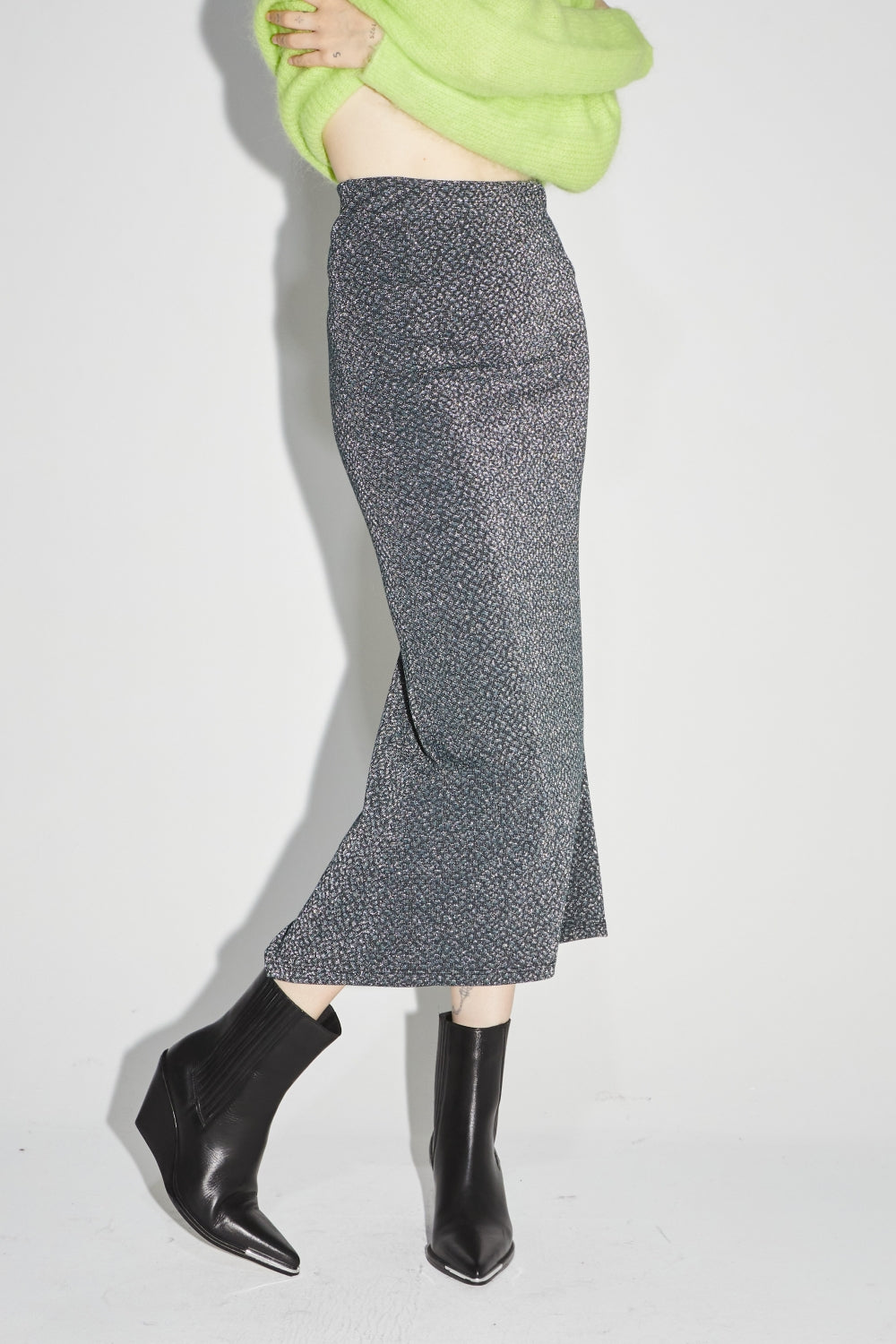 The Serena Maxi Skirt in Léo Green Knit
