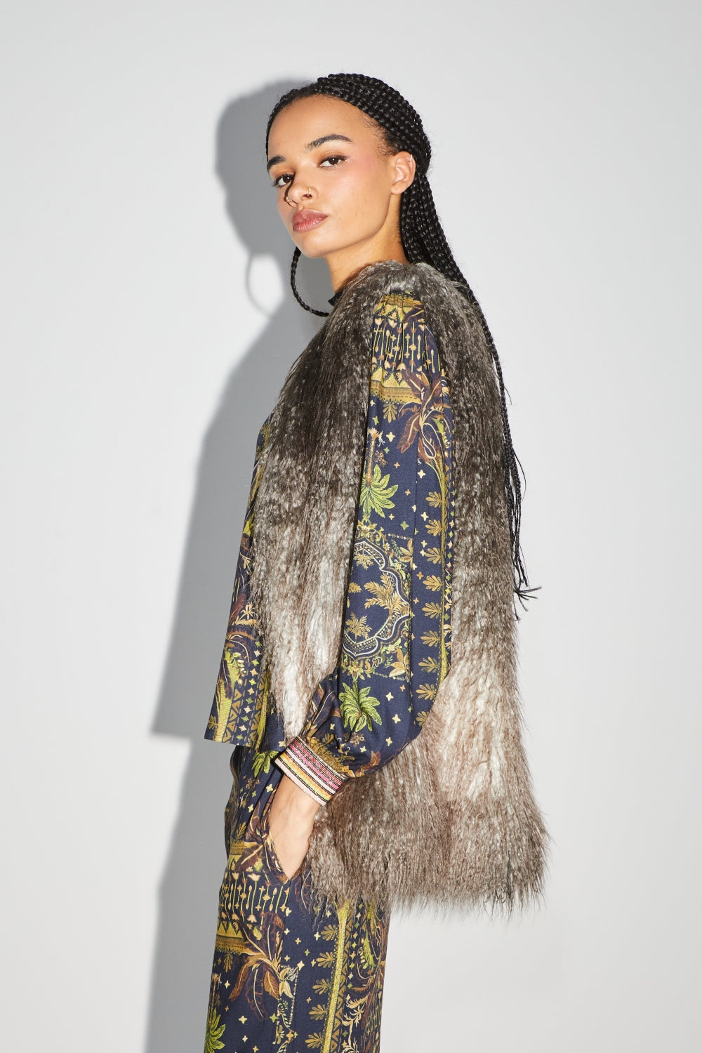 La Veste Sans Manches Morris Fausse Fourrure Tie And Dye