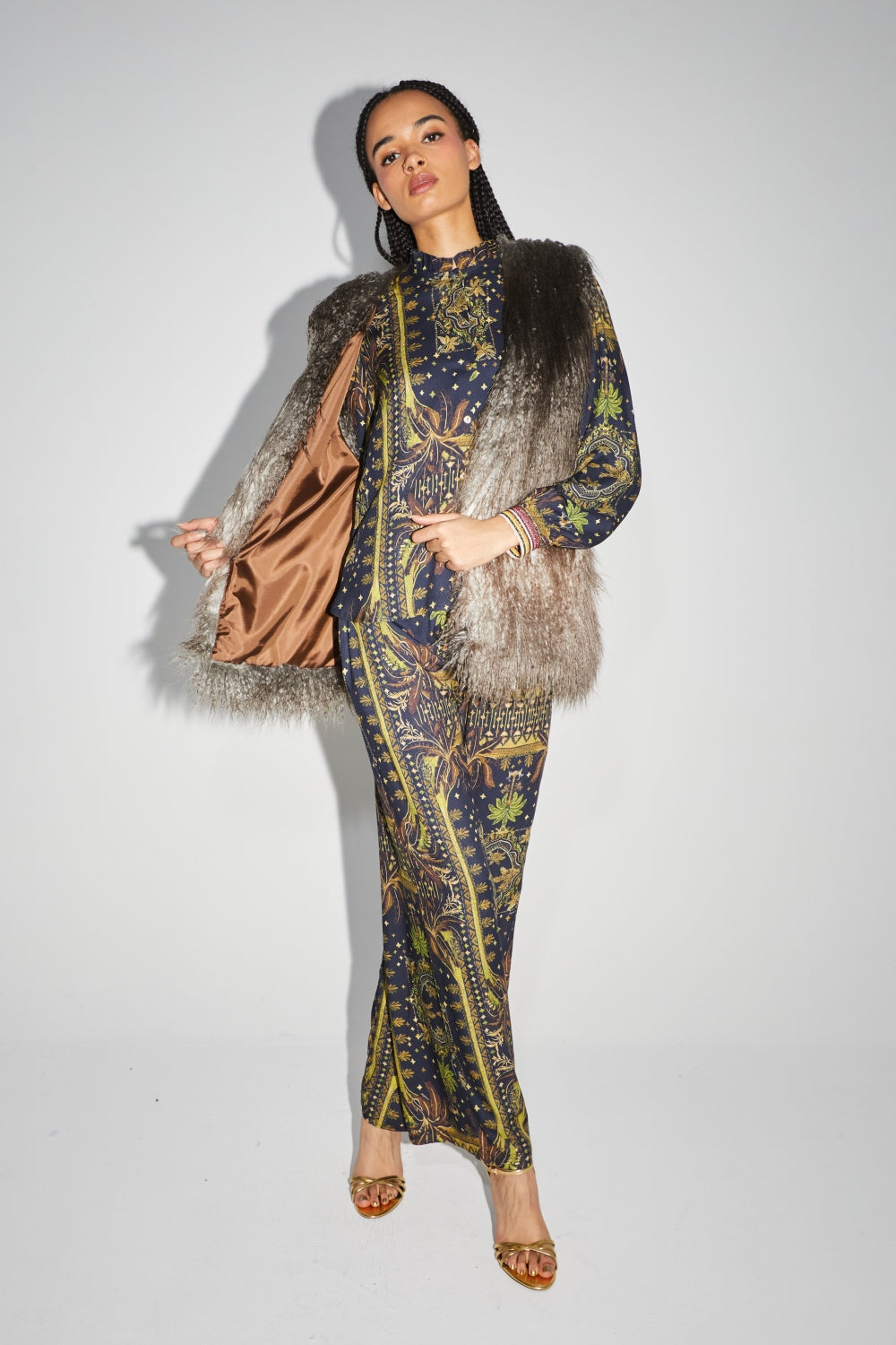 La Veste Sans Manches Morris Fausse Fourrure Tie And Dye