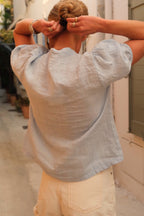Blouse Célestine lin bleu ciel