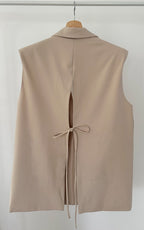 Arden Sleeveless Blazer - Beige