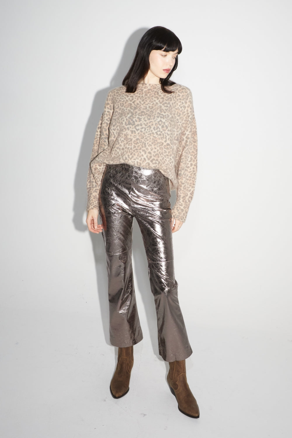 Le Pantalon Rodney Effet Cuir Métallisé Grey