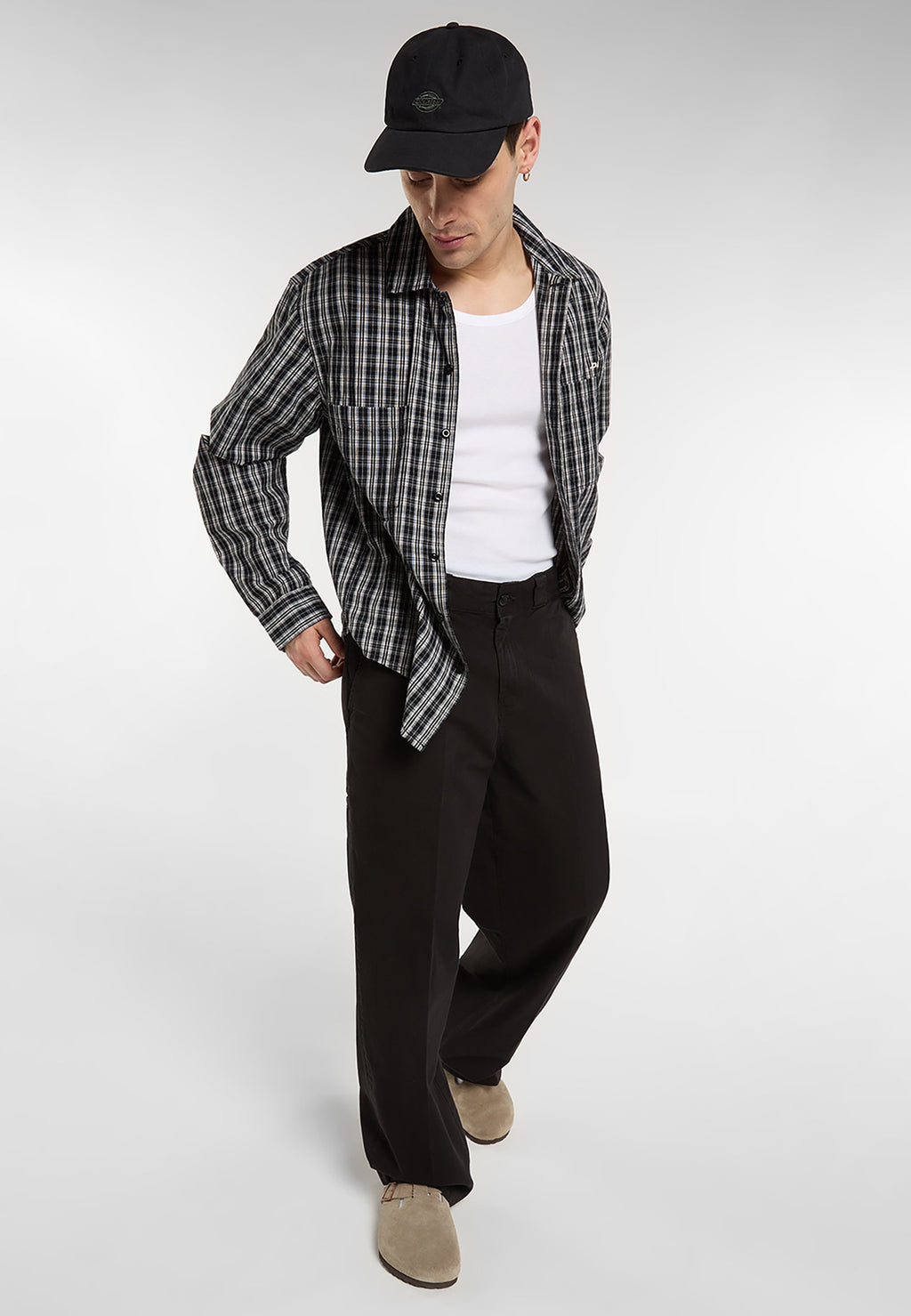 247 Garment Dye Loose Work Trousers - Black