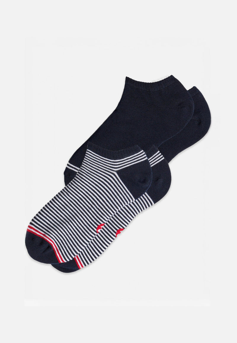 Lot De 2 Paires De Chaussettes Basses Bleu Marine - Jo Duo Marine Mariniere Bleu