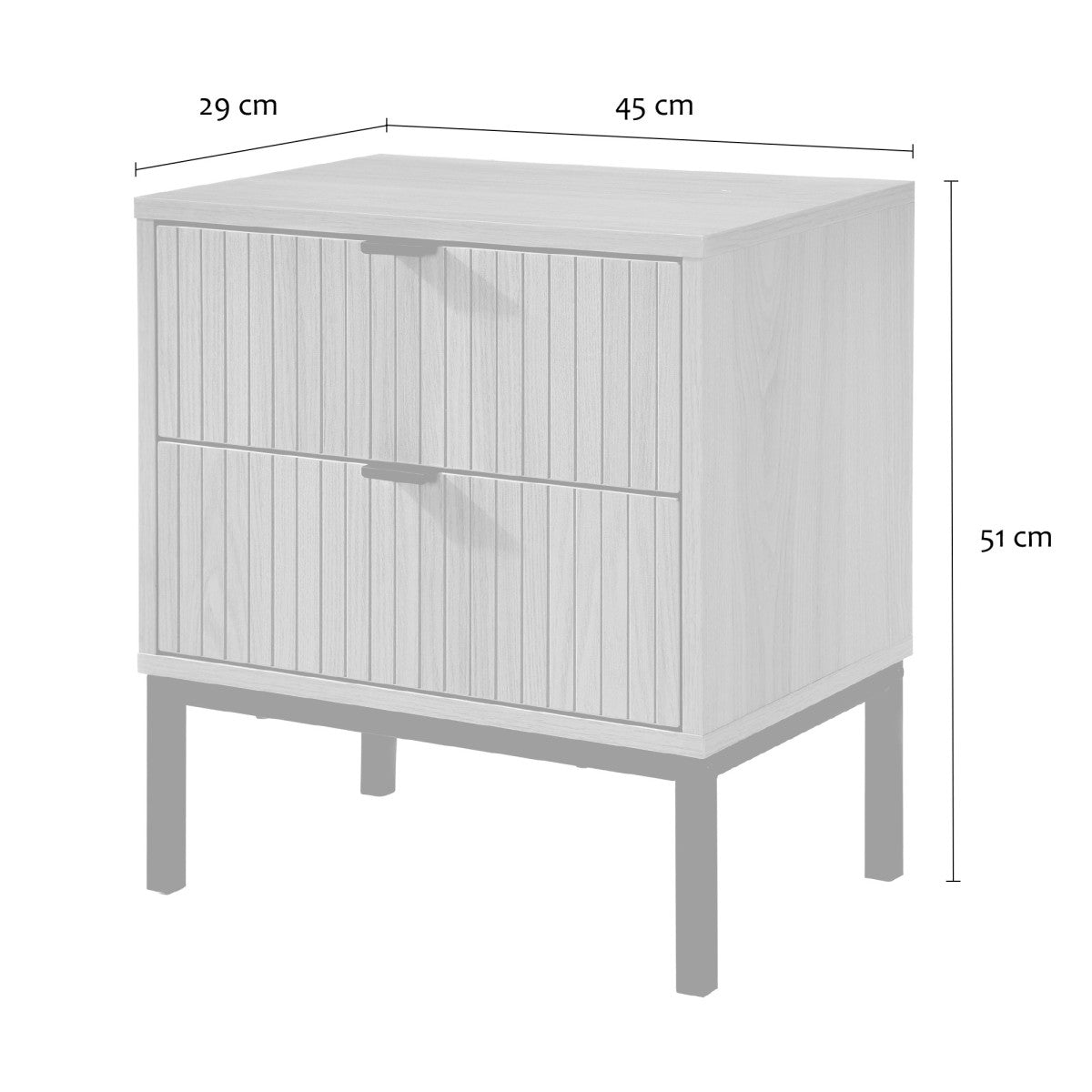 Tara - Table De Chevet 2 Tiroirs - Effet Bois