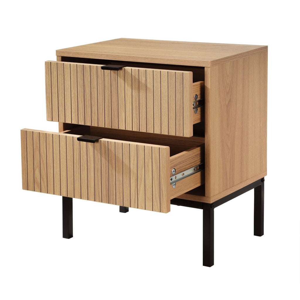 Tara - Table De Chevet 2 Tiroirs - Effet Bois