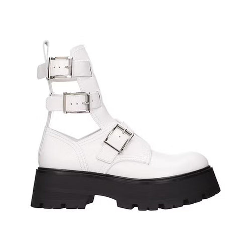 Bottes - Alexander Mcqueen Leather Ankle  - White