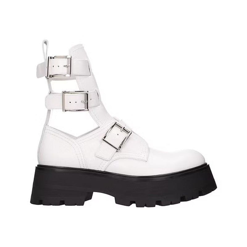 Bottes - Alexander Mcqueen Leather Ankle  - White