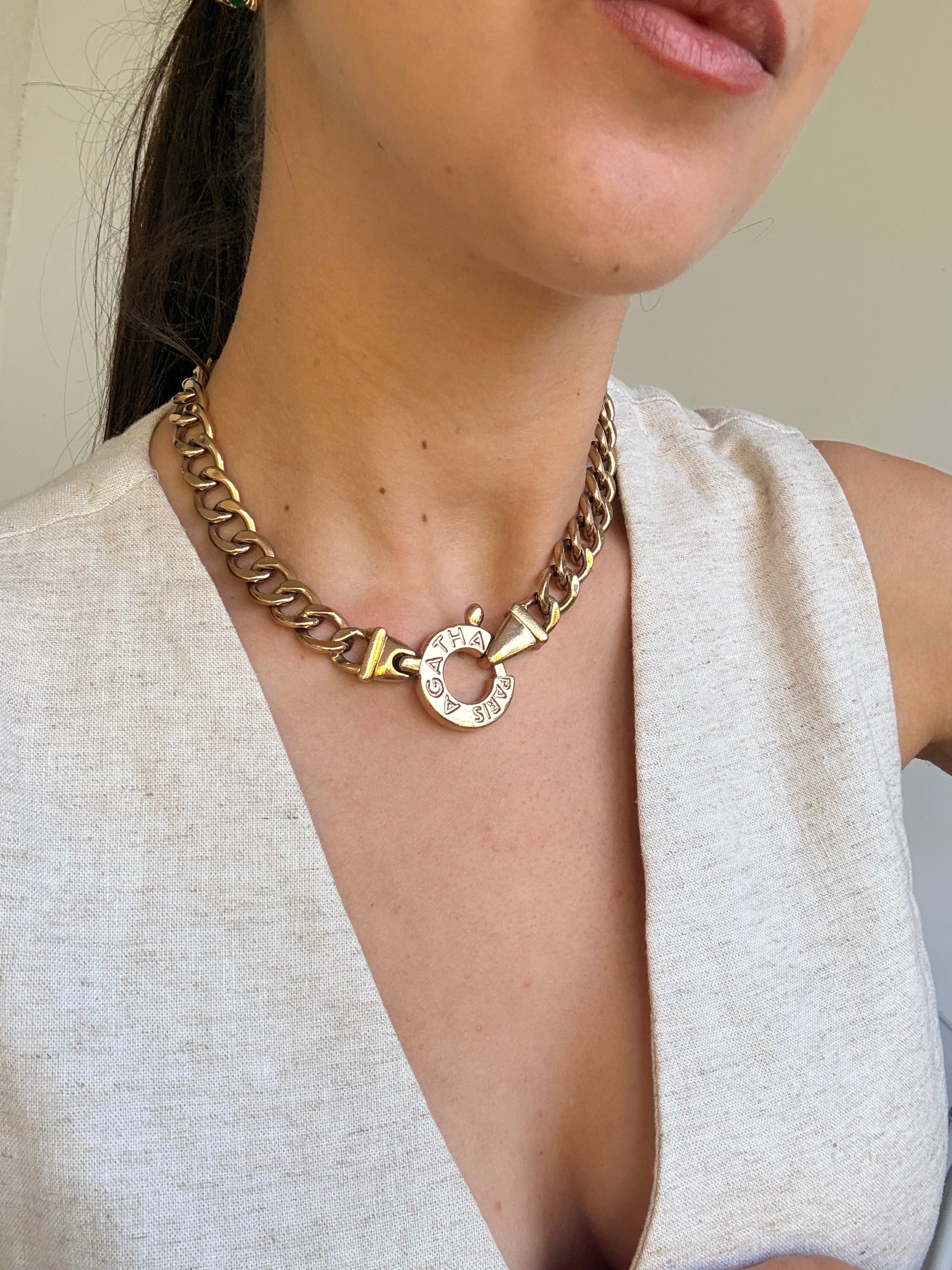 Collar Agatha vintage - Eslabones dorados
