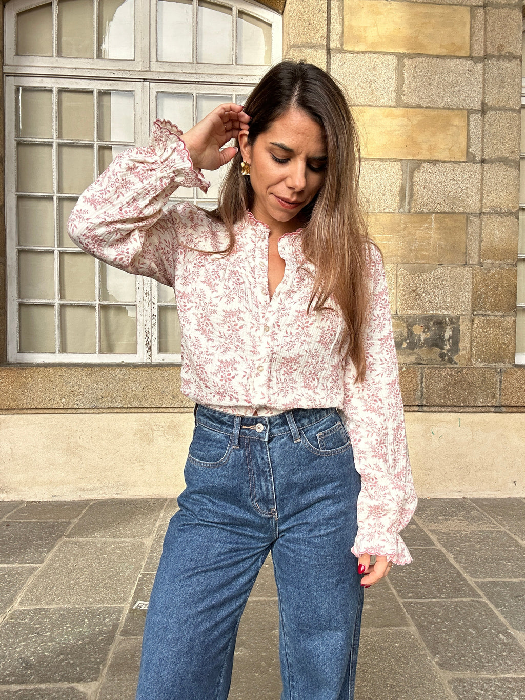 Blusa de flores Amélia rosa