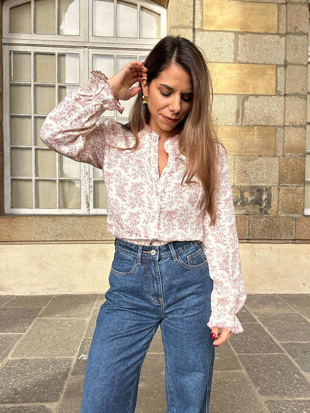 Blusa de flores Amélia rosa