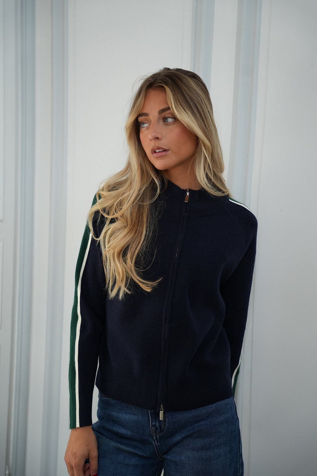 Lassie Zip-Up Cardigan - Blue