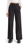 Dickies Wide Leg Twill Trousers In Stonewashed Black At Nordstrom, Size 0 - Black