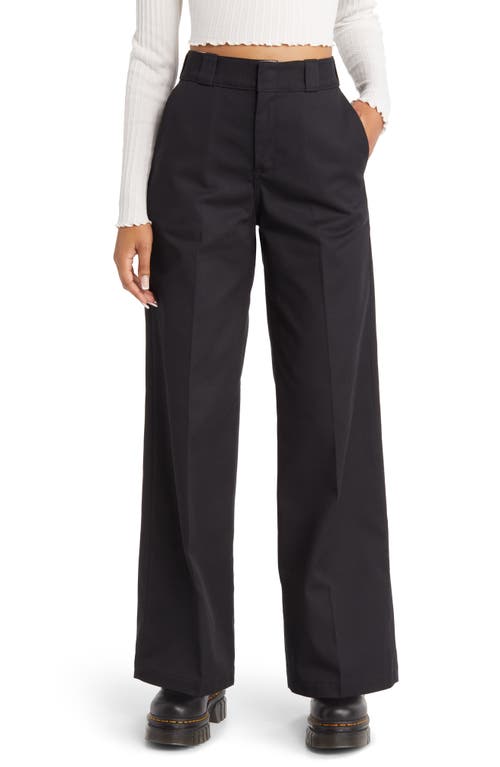 Dickies Wide Leg Twill Trousers In Stonewashed Black At Nordstrom, Size 0 - Black