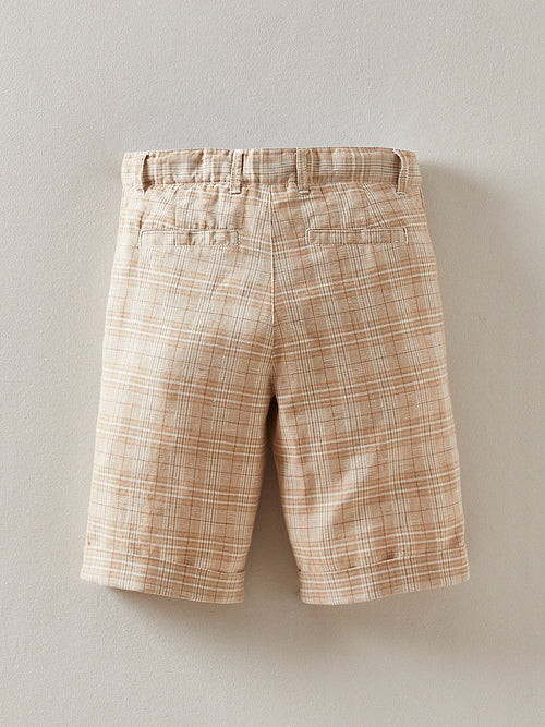 Cyrillus - Short Cérém Co - Beige Moyen Carreaux - Garçon