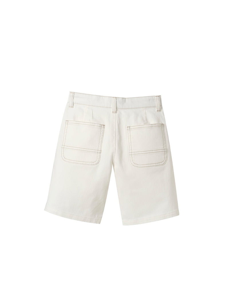 5 Pocket Denim Shorts - Plain Light White - Boy