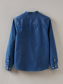 Plastron Denim Shirt - Plain Dark Blue - Boy