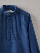 Plastron Denim Shirt - Plain Dark Blue - Boy