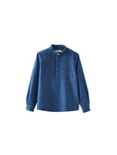 Cyrillus - Chemise Denim Plastron - Bleu Fonce Uni - Garçon