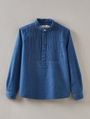Plastron Denim Shirt - Plain Dark Blue - Boy