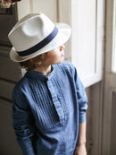 Plastron Denim Shirt - Plain Dark Blue - Boy