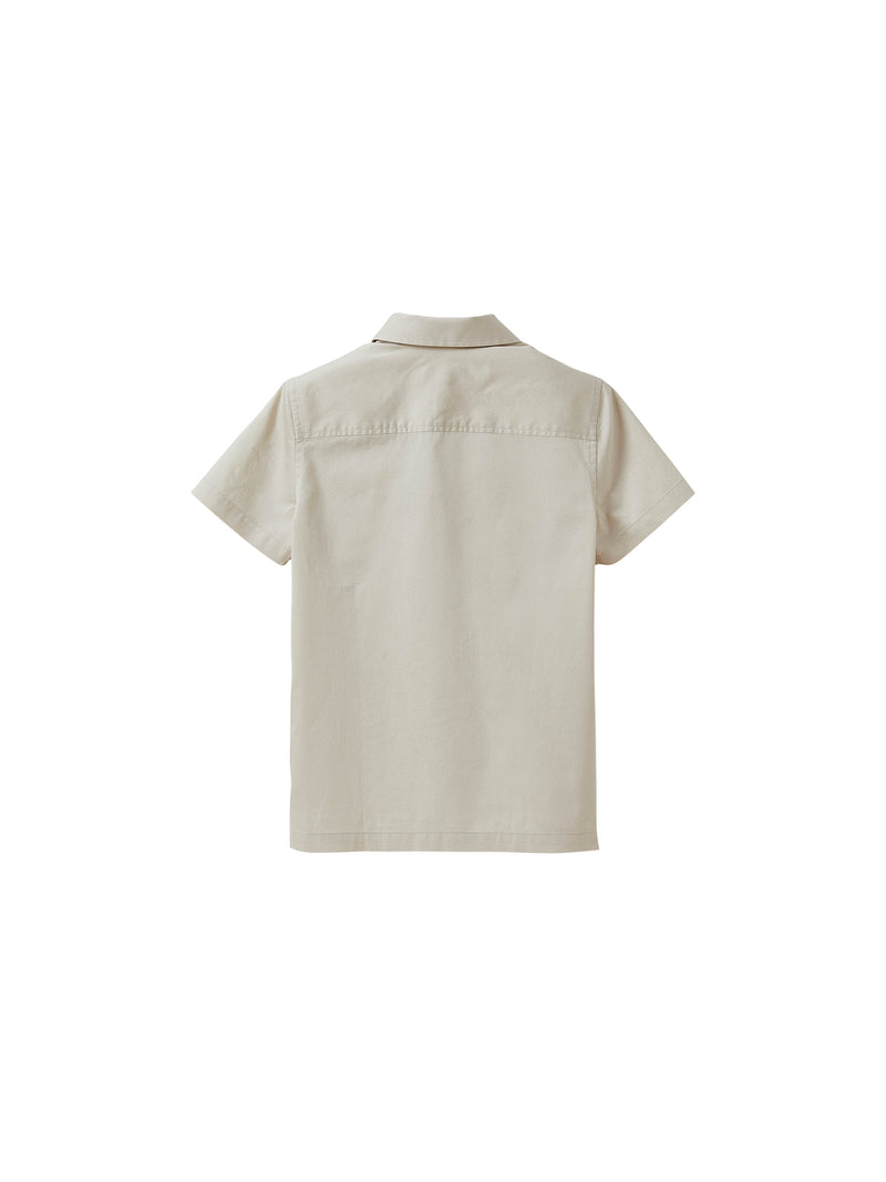 Popeline Unie - Beige Moyen Grise - Garçon