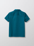 Chemise Popeline Unie - Bleu Moyen Grise - Garçon