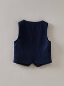 Sleeveless Cardigan - Plain Dark Blue - Boy