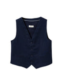 Sleeveless Cardigan - Plain Dark Blue - Boy