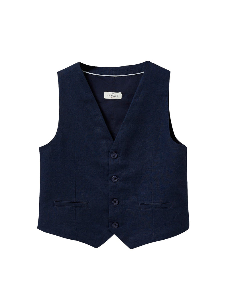 Sleeveless Cardigan - Plain Dark Blue - Boy