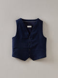 Cardigan Sans Manc - Bleu Fonce Uni - Garçon
