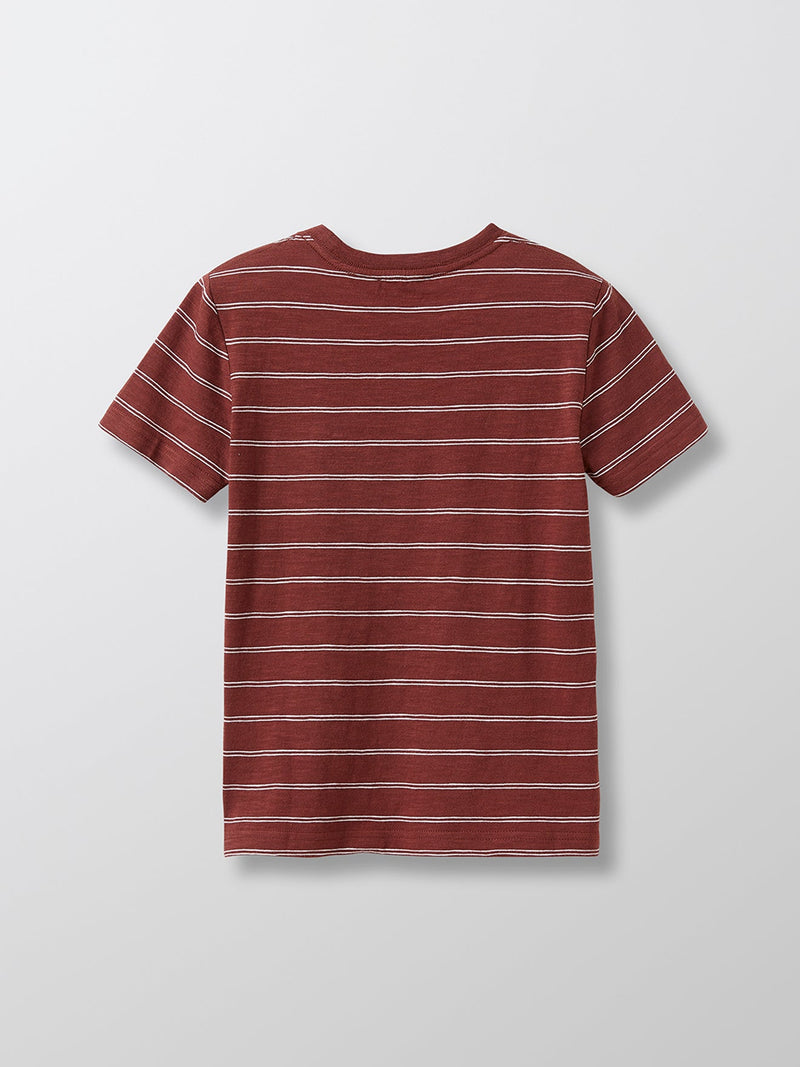 Camiseta Colin a rayas - Azul medio liso - Niño