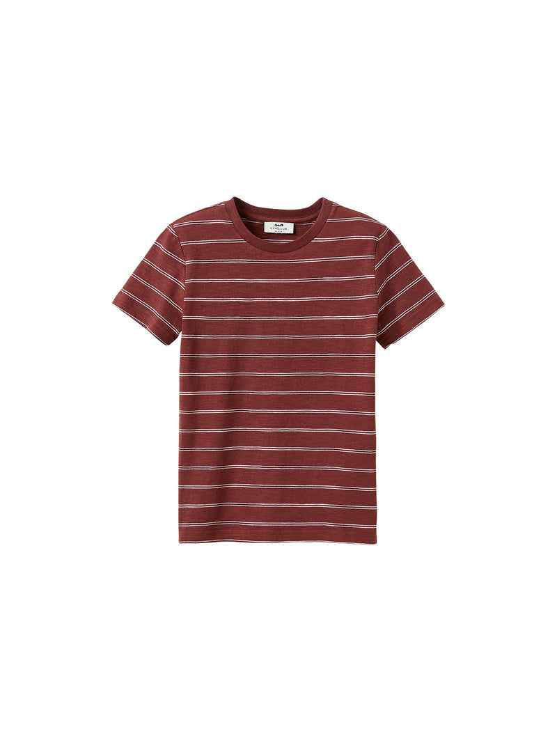 Camiseta Colin a rayas - Azul medio liso - Niño