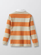 Jersey Rugby Rayas - Naranja Gris Medio - Niño