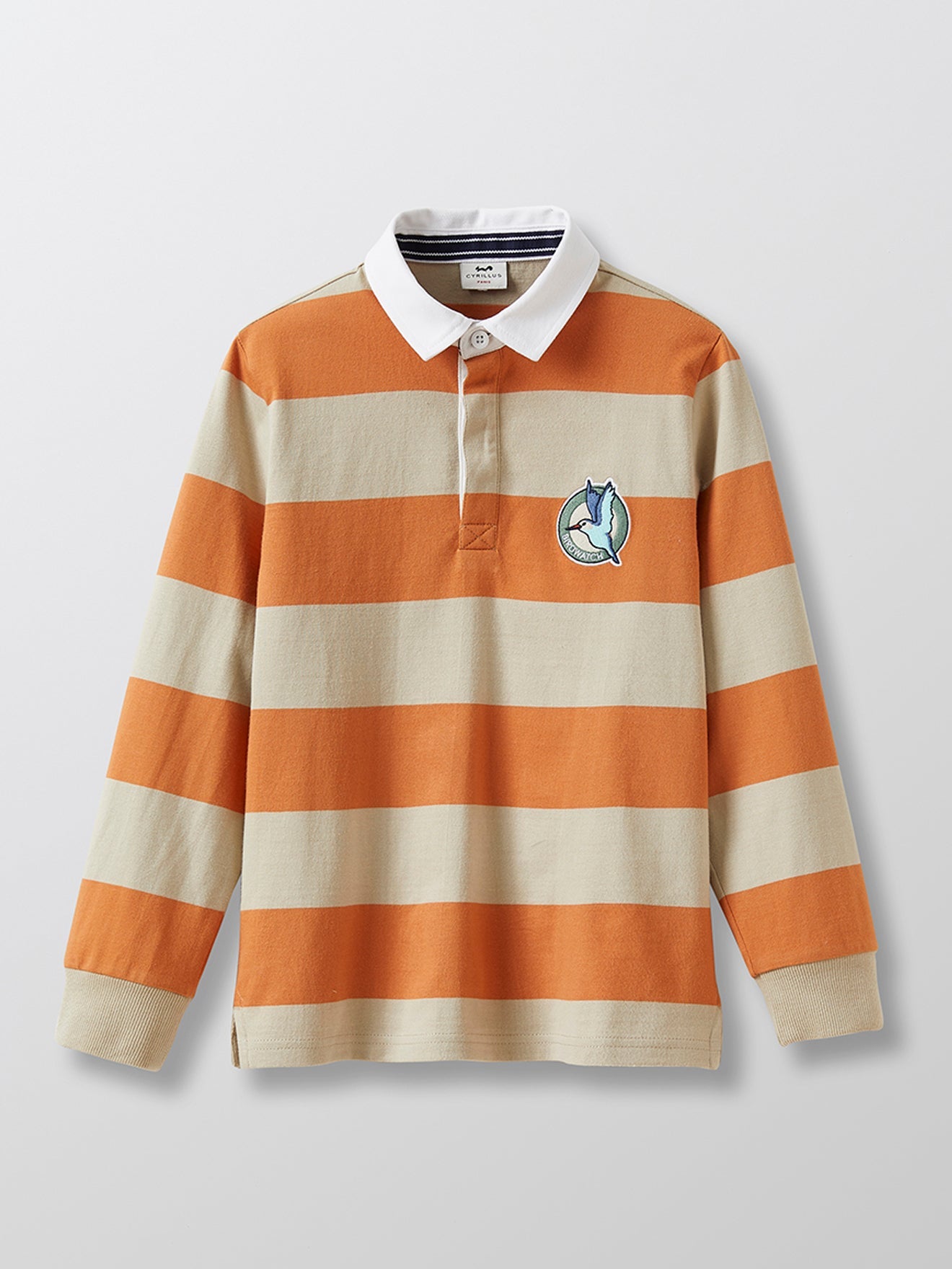 Jersey Rugby Rayas - Naranja Gris Medio - Niño