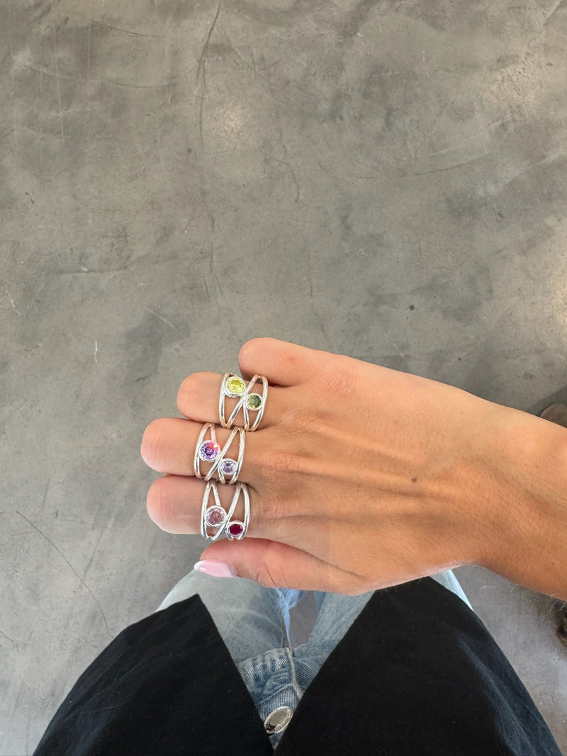 Anillo love rosa plata