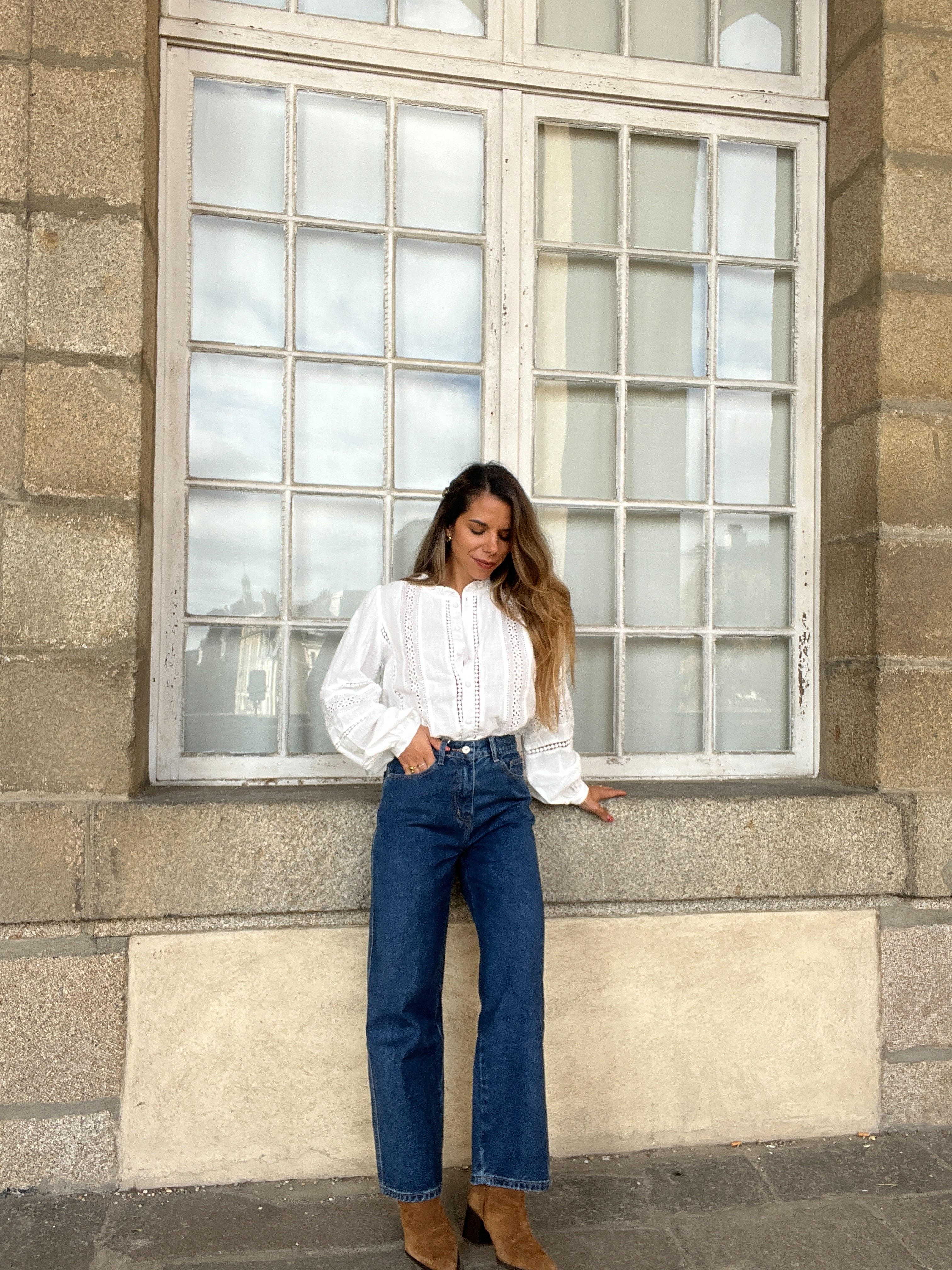 White Blouse with Colombe Embroidery