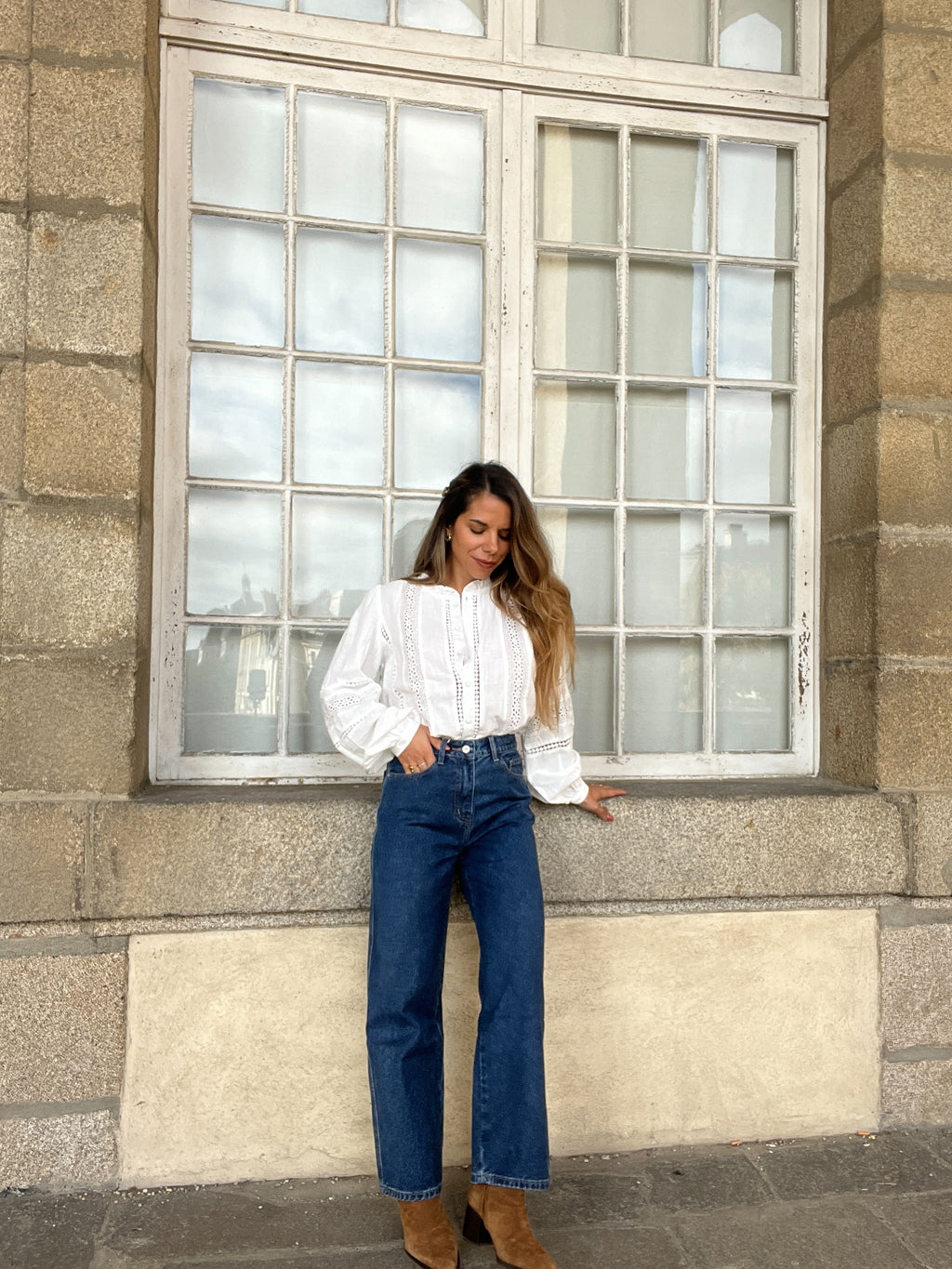 Colombe white embroidered blouse