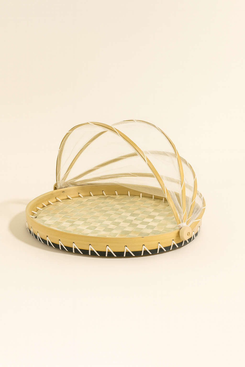 Zina - Plateau Rond Cloche Garde Manger - Coquille De Capiz - Vert