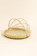 Round Tray with Zina Bell - Green Pearly Capiz Shells and Natural Bamboo